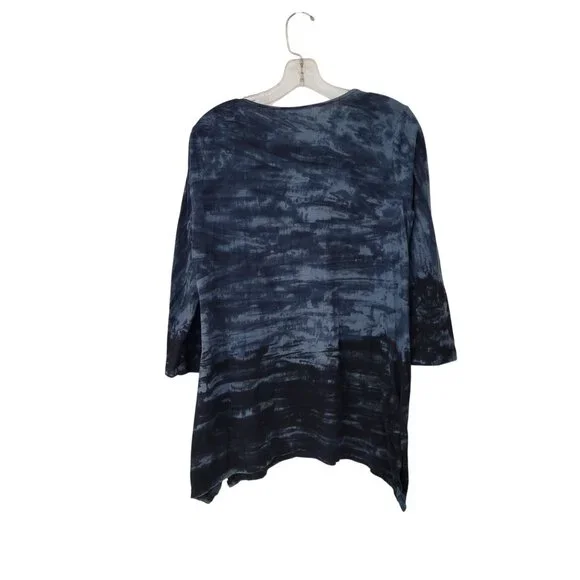 Sevya Handmade Tie-Dye V-Neck Asymmetrical Hem Tunic Top L Bundle of Two - Picture 8 of 10